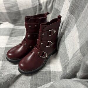 SO Kohl's Burgundy Combat & Moto Boots